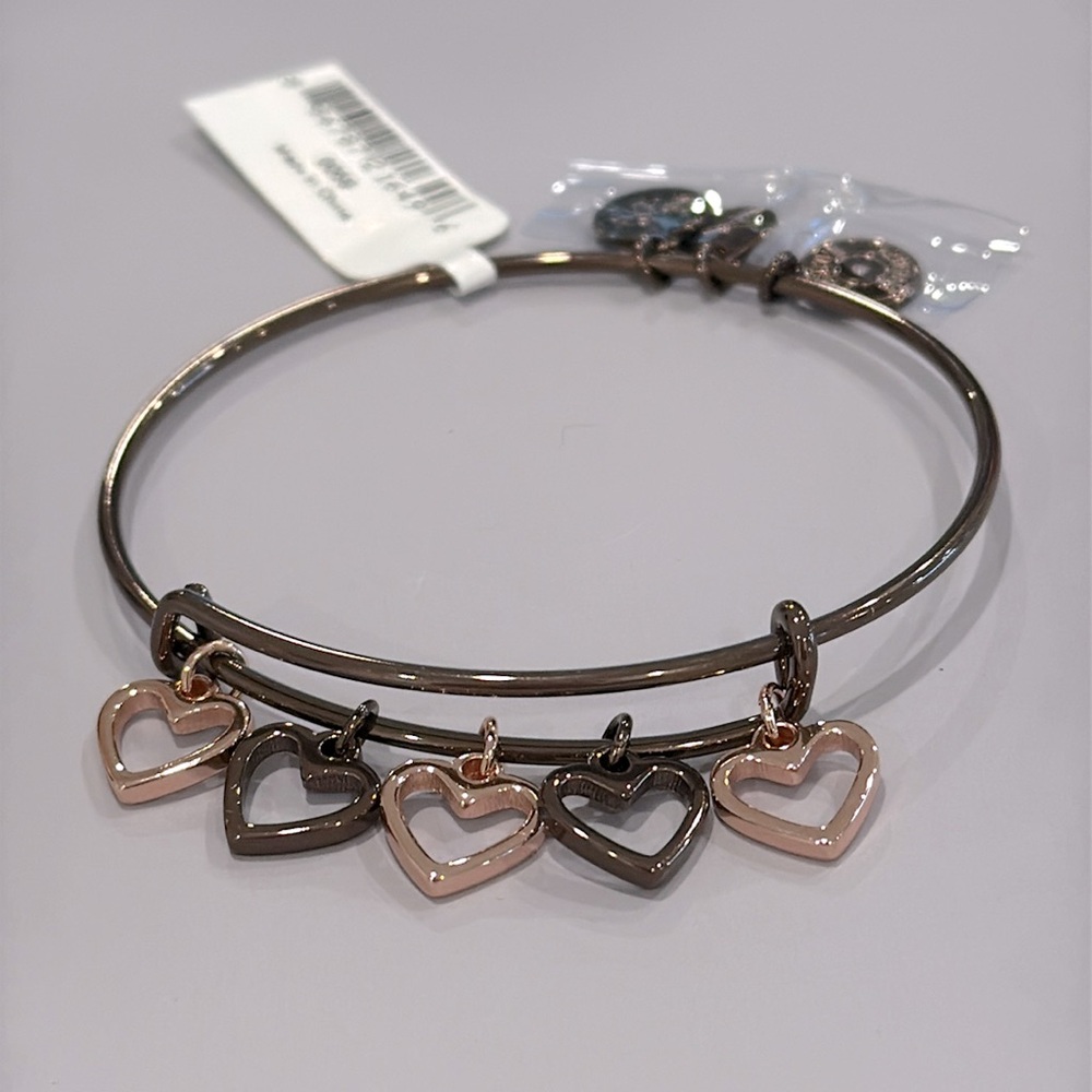 Alex and Ani Hearts Multi-Charm Bangle Bracelet